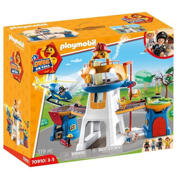 PLAYMOBIL - 70910 - Duck on call hovedkvarter - 119 styk - Child - Hvid og orange vitt och orange