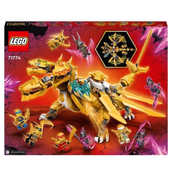 LEGO 71774 NINJAGO Lloyd's Golden Ultra Dragon, New Ninja Minifigure Cole, Zane, Kai and Jay, Dragon Toy, Kids 9 Years