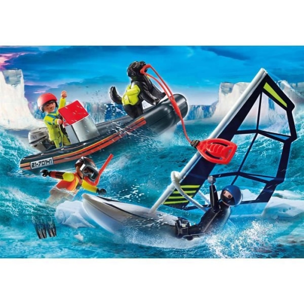 Miniatyrfigur PLAYMOBIL 70141 City Action Speedbåt av livräddare och snowboardåkare