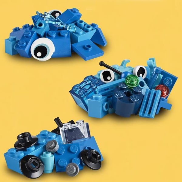 LEGO® 11006 klassiska blå kreativa klossar, pedagogiskt spel för barn +4 år, set med leksaksrobot, tåg och val