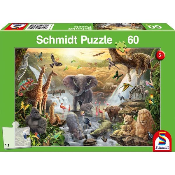 Pussel barn - SCHMIDT - 60 bitar - Djur i Afrika - 60 bitar Flerfärgad