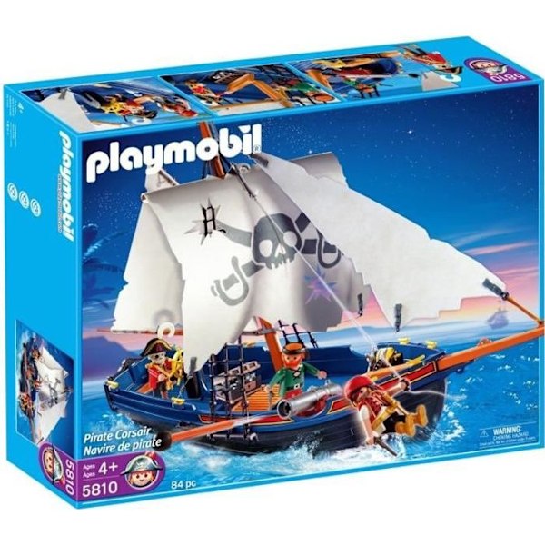 PLAYMOBIL - 5810 - Pirat langbåd - Kanon og flåde