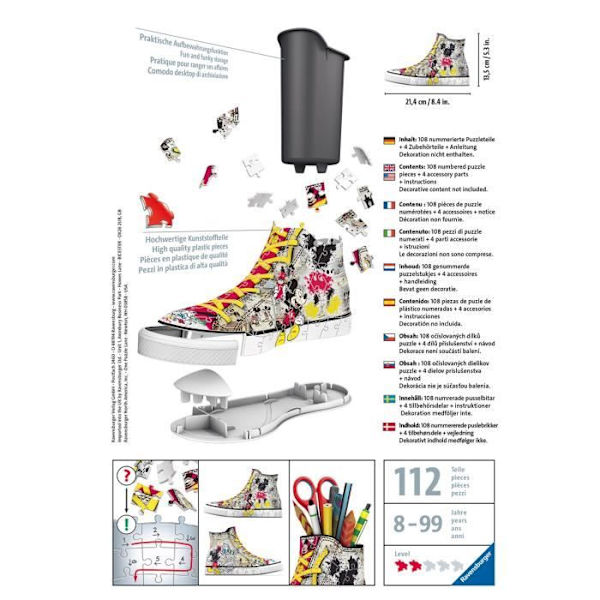 Sneaker Disney Musse Pigg 3D pussel pennkruka - Ravensburger - Flerfärgad Flerfärgad