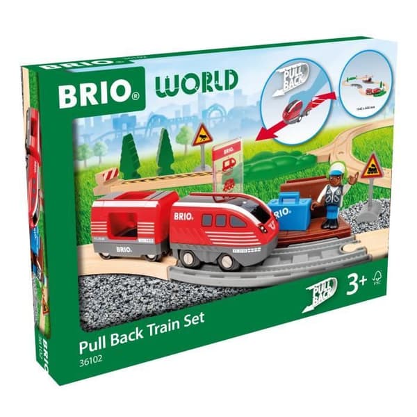 Togbane med tilbageholdelse - 28 dele - fra 3 år - Brio Brio