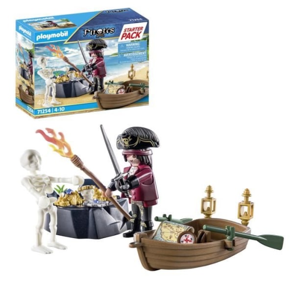 PLAYMOBIL - 71254 - Piraterna - Startpaket Pirat och båt - 42 delar - För barn från 4 år och uppåt