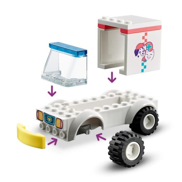 LEGO® Friends 41694 Veterinärklinikambulans för barn från 4 år och uppåt, minidocka och figurleksak för hund