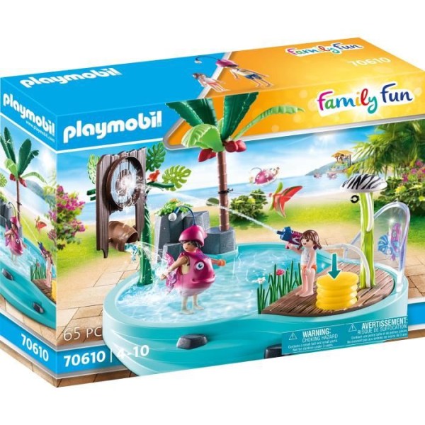 PLAYMOBIL - 70610 - Pool med vattenstråle av plast för barn från 4 år och uppåt