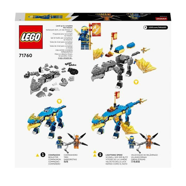 LEGO® 71760 NINJAGO Jay's Thunder Dragon Evolution, setti, jossa on käärmeminihahmo ja keräilytehtävälippu blått och gult