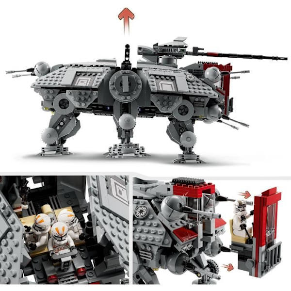 LEGO 75337 Star Wars AT-TE Walker, lelu, taisteludroidihahmot, kloonisotilas, sithin kosto, 9-vuotiaat ja sitä vanhemmat lapset Grå