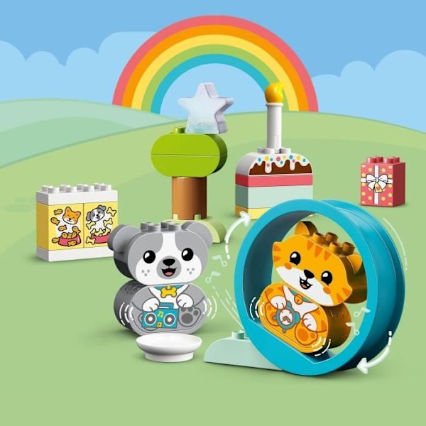 LEGO 10977 DUPLO Min första valp och kattunge med ljudeffekter, babyleksak från 18 månader, djurfigurer, stora klossar Flerfärgad