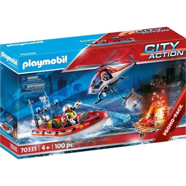 Leksak - PLAYMOBIL - Brandkår med båt och helikopter - Flytande - För barn från 4 år och uppåt