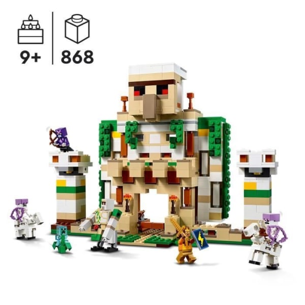 LEGO® Minecraft 21250 Golems fästning i järn, leksaksslott som byggs om till en stor minifigur