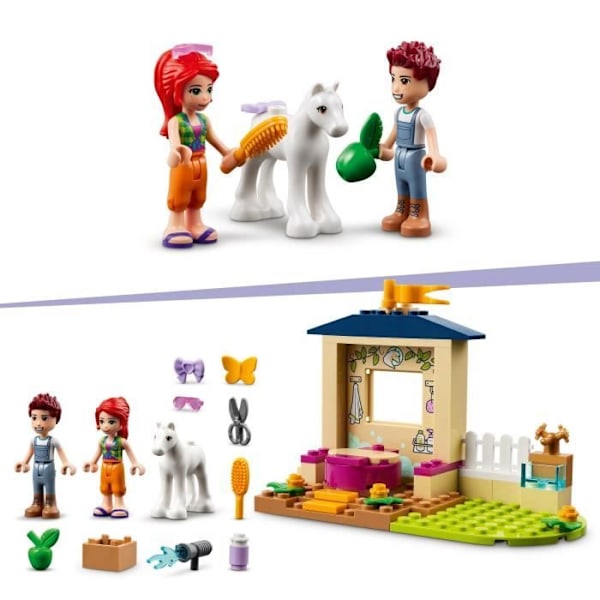 LEGO® 41696 Friends Pony Grooming Stall, Leksak med häst för barn från 4 år och uppåt, Inkluderar husdjur Röd