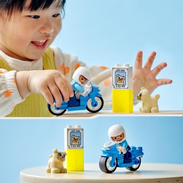 LEGO® 10967 DUPLO poliisimoottoripyörä, lelu 2-vuotiaille ja sitä vanhemmille lapsille, hienomotoristen taitojen kehittäminen Vit