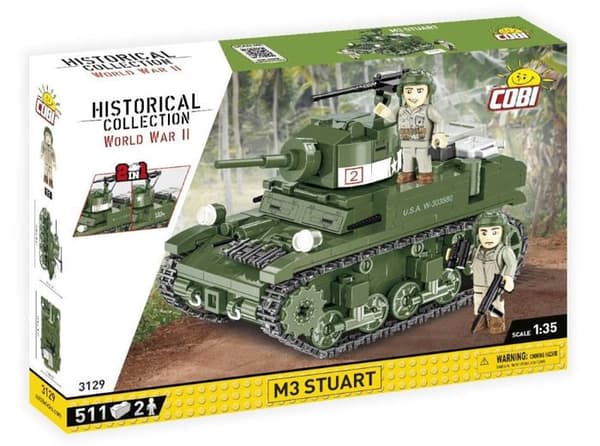 Byggset - COBI - M3 Stuart - 511 element - 2 figurer - Grön Grön