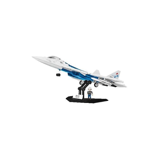 Byggset - COBI - SU-57 Felon (5909) - vit och blå - jaktflygplan - monteringskit