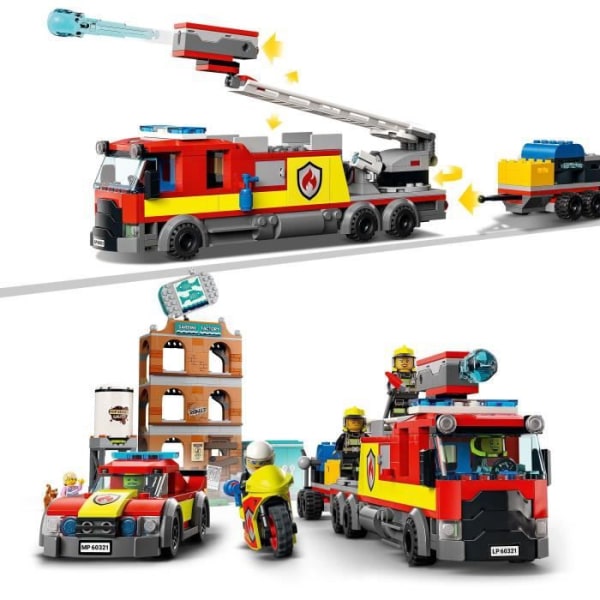 LEGO City Fire 60321 Brandkåren, leksaksbil, motorcykel och släp, med hundminifigur, pojkar och flickor från 7 år och uppåt