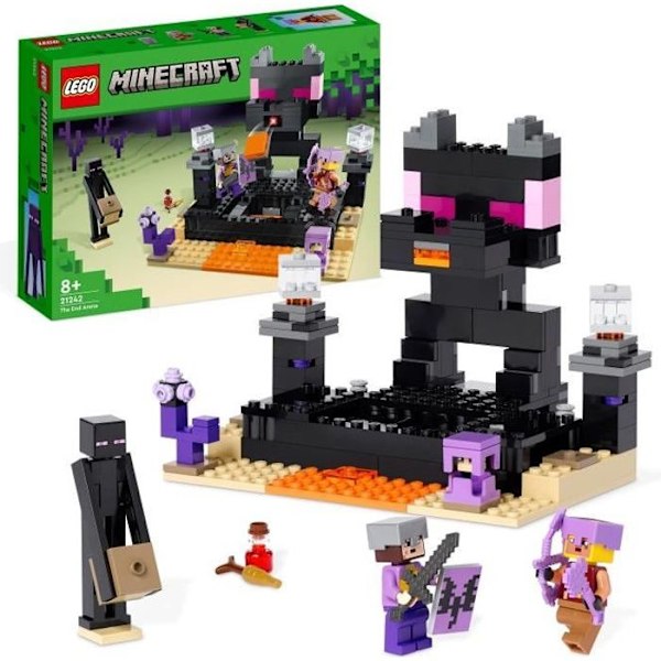 LEGO Minecraft 21242 The End Arena, Legetøj med lava, Ender Dragon og Enderman Minifigure Flerfärgad