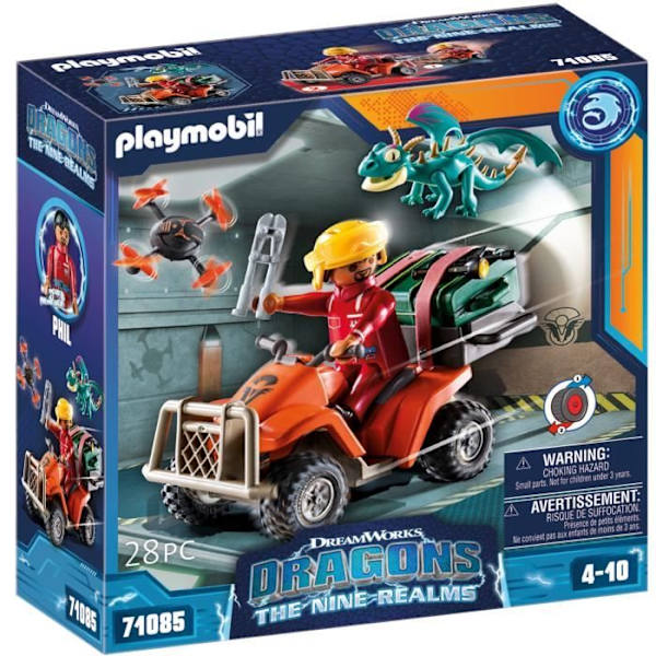 PLAYMOBIL 71085 Quad & Phil Dragons, Nine Kingdoms Dragons, 28 osaa, 4-vuotiaat ja sitä vanhemmat Flerfärgad