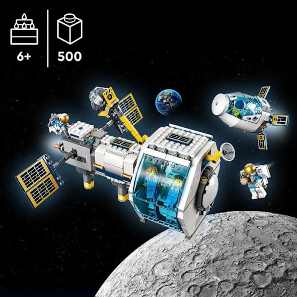 LEGO® 60349 City Lunar -avaruusasema, NASAn inspiroima setti, avaruuslelu, astronautien kanssa, 6-vuotiaat lapset Flerfärgad
