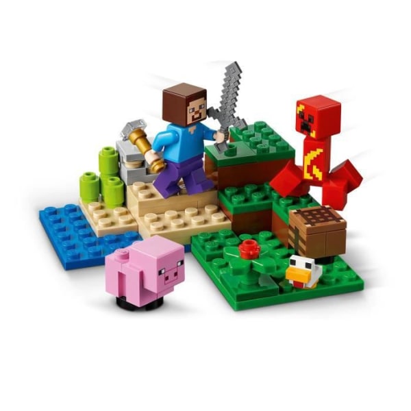 LEGO® 21177 Minecraft The Creeper Ambush, set med minifigurer Steve, baby gris och kyckling, leksaker för barn +7 år