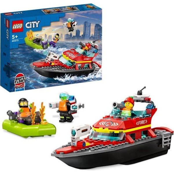 LEGO® City 60373 brandredningsbåd, flydende legetøj, jetpack og minifigurer Flerfärgad