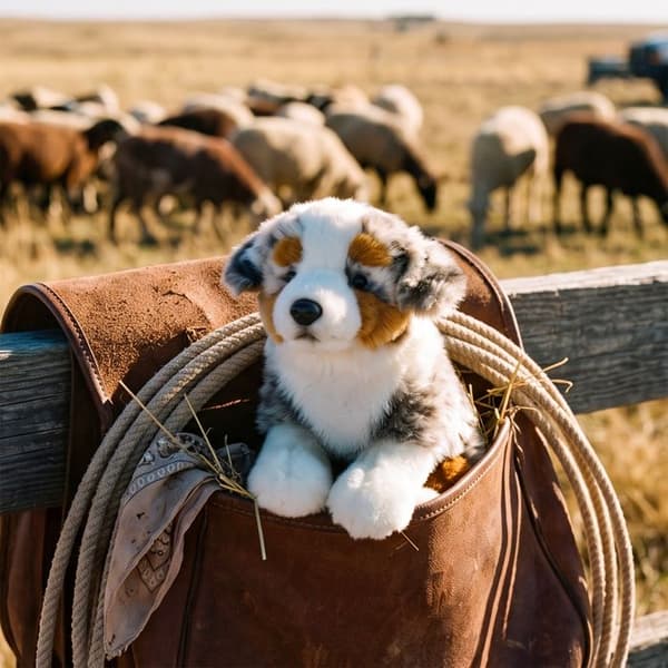 Plys - he91935 - Australsk hyrdehund - 22 cm - Ultra blødt pels Grå