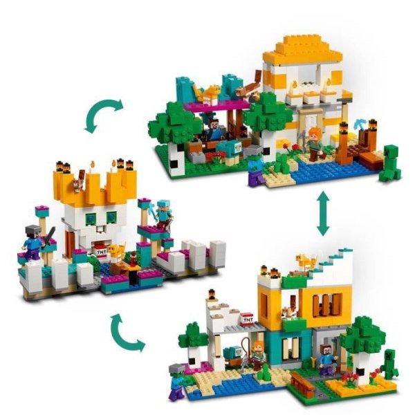 LEGO® Minecraft 21249 Bygglådan 4.0, 2-i-1-leksaker med Steve, Creeper och Zombie-minifigurer