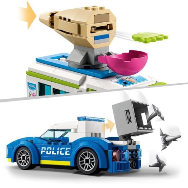 LEGO 60314 City Ice Cream Truck Chase, polisbilleksak, med 2 banditer, present till barn från 5 år och uppåt Flerfärgad