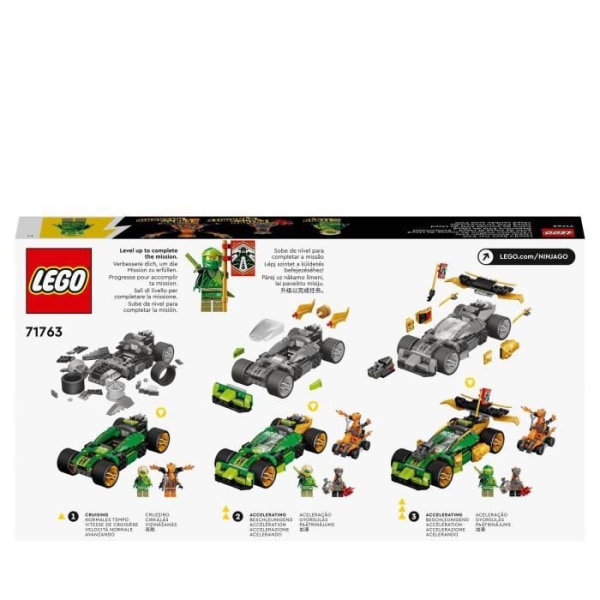 LEGO 71763 NINJAGO Lloyds racerbil - Evolution, leksaksbil, med minifigurer av ninja och krigare, barn 6 år gamla