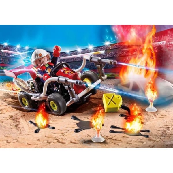 PLAYMOBIL - 70554 - Stuntshow Fordon och brandman - Brandman kart med roterande fyr och brandslangar