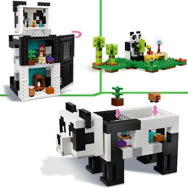 LEGO Minecraft 21245 The Panda Haven, Toy House, med djur- och skelettfigurer Flerfärgad