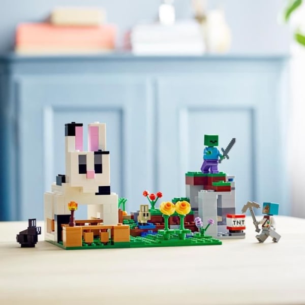 LEGO 21181 Minecraft The Rabbit Ranch, lelu, jossa on maatalouseläin, zombie, TNT-figuurit, pojat ja tytöt 8-vuotiaat ja sitä vanhemmat Flerfärgad