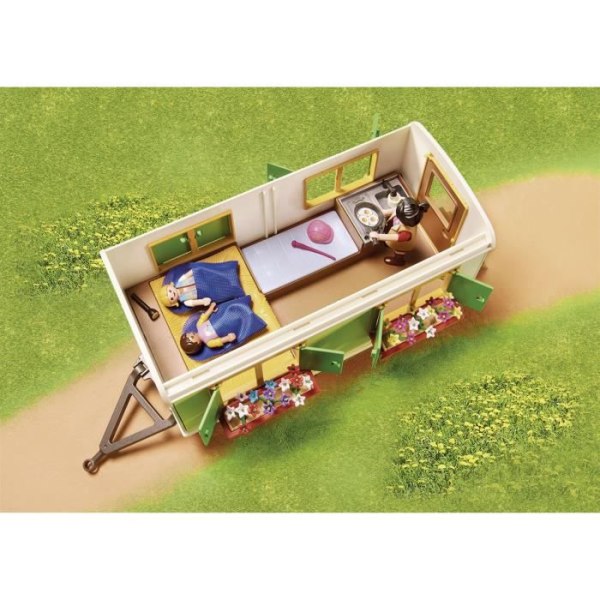 PLAYMOBIL - 70510 - Ponyboks og campingvogn - Playmobil Country - Med 3 karakterer og 2 ponyer Flerfärgad