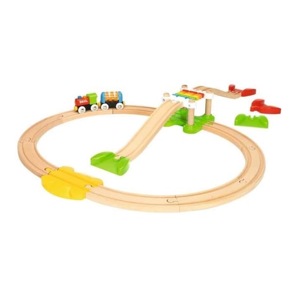 BRIO tågkrets i trä My First Discovery Circuit - 18-delad boxsats - Från 18 månader Röd