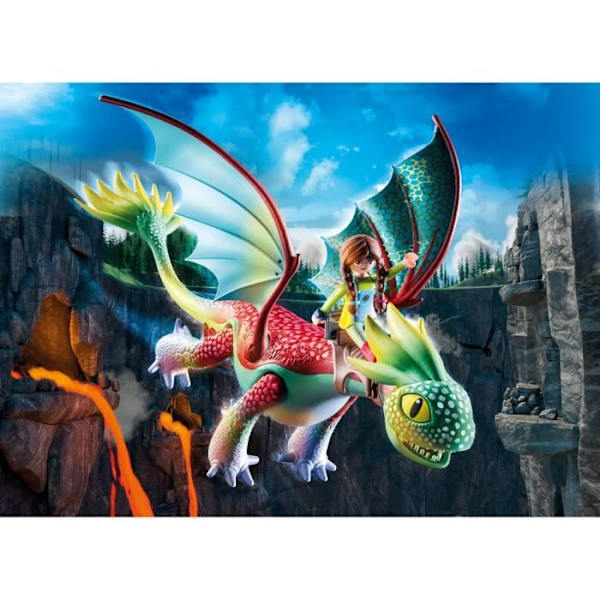 PLAYMOBIL 71083 Dragons Panache & Alex, Irrotettava lohikäärmehahmo, Dragons: The Nine Kingdoms, 14 osaa, 4-vuotiaat ja sitä vanhemmat Flerfärgad