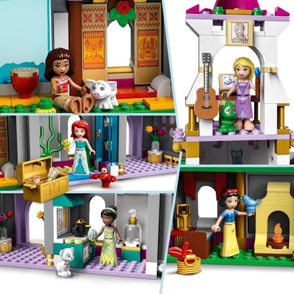 LEGO 43205 Disney Princess Epic Castle Adventures, Ariel-, Moana- ja Rapunzel-lelu, eläinhahmot, 6-vuotiaat ja sitä vanhemmat lapset Flerfärgad