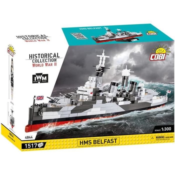 Modelsæt - COBI - 4844 - HMS BELFAST - Plast - 1 stk - Til at samle selv Gråblå