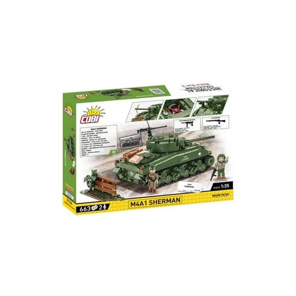 Byggelegetøj - COBI - M4A1 Sherman - 663 elementer - 2 figurer - Grøn Grön