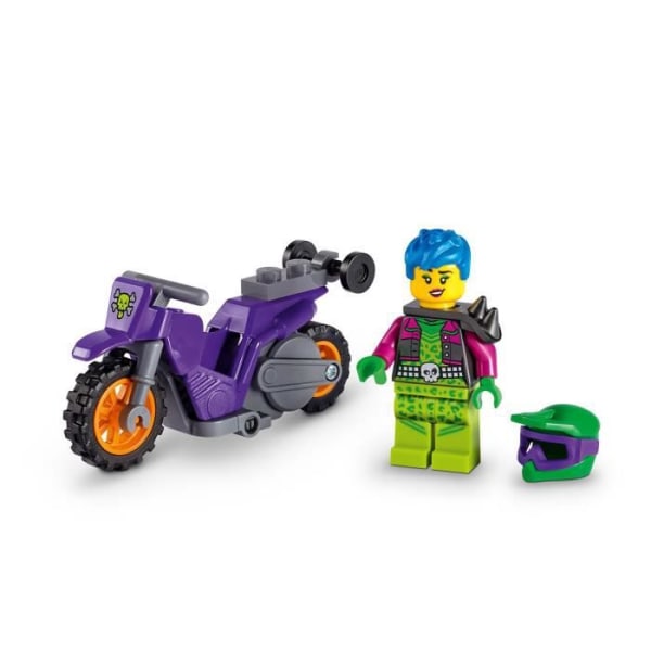 LEGO® 60296 City Stuntz Stuntmotorcykel på baghjul med stuntminifigur, legetøj til børn fra 5 år og opefter