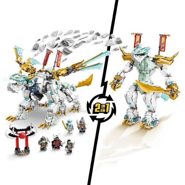 LEGO® NINJAGO 71786 Zanes isdragevæsen, 2-i-1 legetøj, dragefigur og minifigurer Vit