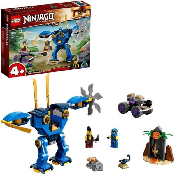 LEGO® NINJAGO 71740 Jay's Electrobot, Ninja Car Toy, med 2 minifigurer fra 4 år og opefter