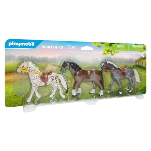 PLAYMOBIL - 70683 - Set med 3 hästar med sadlar, grimmor och blyrep