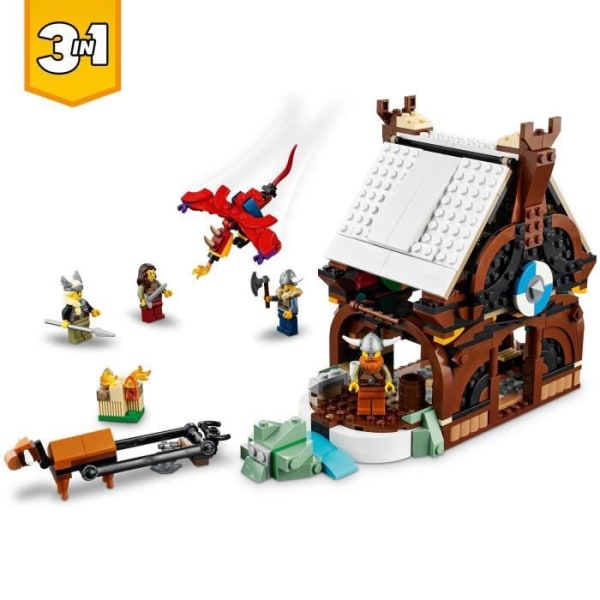 LEGO® 31132 Creator 3-i-1 vikingaskepp och Midgårdsorm som transformerar husleksak med drake eller varg
