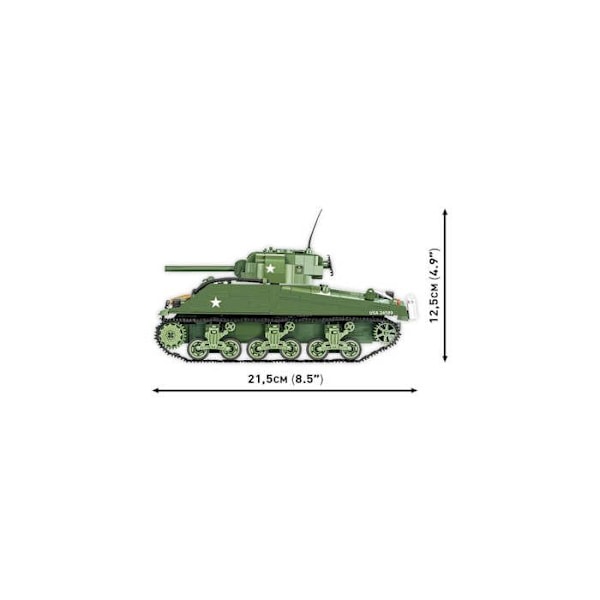 Modelsæt - COBI - 2570 - M4A3 SHERMAN - Grøn farve - Til børn fra 6 år - Interiør