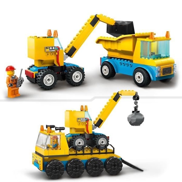 LEGO® City 60391 entreprenørbiler og vragkuglekran, entreprenørmaskinelegetøj Flerfärgad