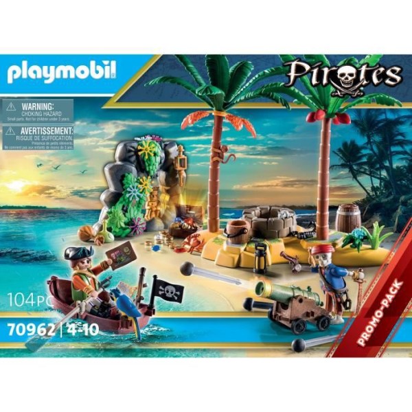 PLAYMOBIL - 70962 - Pirate - Pirate Island - Treasure Island Adventure - 104 stycken