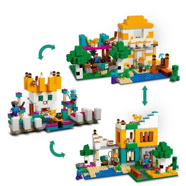 LEGO® Minecraft 21249 Building Box 4.0, 2-i-1 legetøj med Steve, Creeper og Zombie minifigurer Flerfärgad