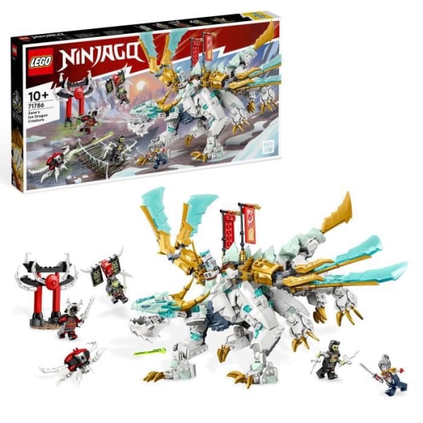 LEGO® NINJAGO 71786 Zanen jäälohikäärme, 2-in-1-lelu, lohikäärmehahmo ja minihahmot Vit