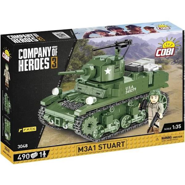 Modelsæt - COBI - 3048 - M3A1 STUART - Plastik - Grøn - Til børn fra 6 år